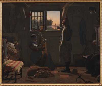 漁師が娘に出航するボートを見せる 作： Christen Dalsgaard