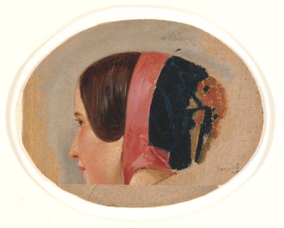 肖像画, の, 若い 女の子, ∥で∥, 接吻, プロフィール, 向きを変える, へ, 左に 作： Christen Dalsgaard