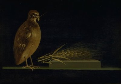 とうもろこしの穂を食べるウズラ 作： Christen Købke