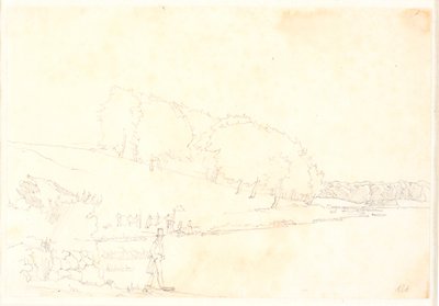 湖のある丘陵の風景 作： Christen Købke