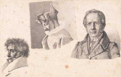 3 人の肖像画のシート: ベーカー マスター コブケ、ソフィー クローン、N. フェイルバーグ 作： Christen Købke
