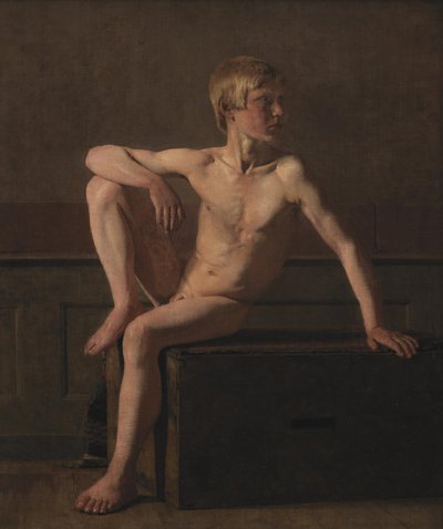 ヌードフィギュア。 座る男の子 作： Christen Købke