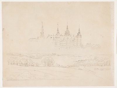 グリプトテックの「秋の風景 中景のフレデリクスボー城」の習作 作： Christen Købke