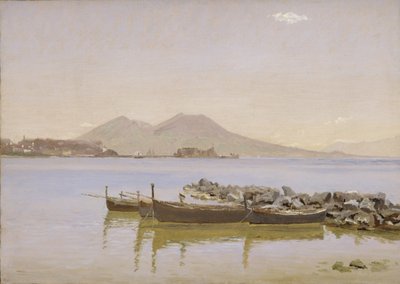 ベスビオ山を背景にしたナポリ湾 作： Christen Købke