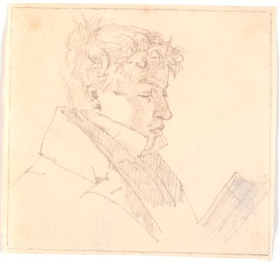 カール・アドルフ・ケブケ牧師（1804-1840）、芸術家の長兄である青年を読む？ 作： Christen Købke