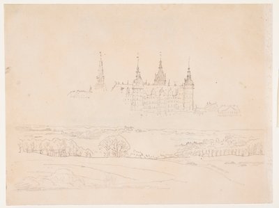 グリプトテックの「秋の風景 中景のフレデリクスボー城」の習作 作： Christen Købke