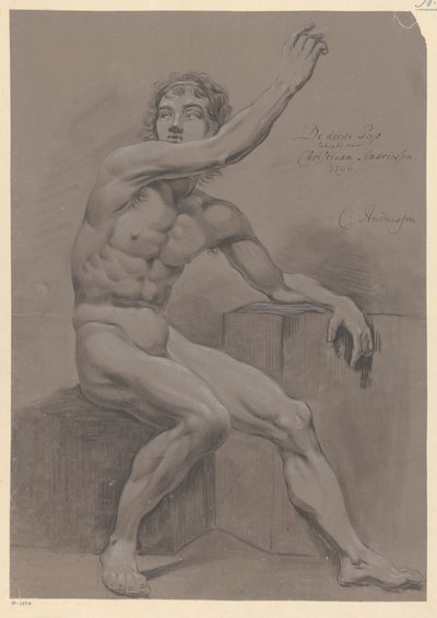 横から見た裸の男性の着席 (3等賞 1796年) 作： Christiaan Andriessen
