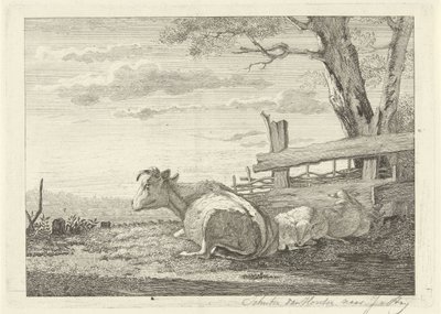 風景の中で休む牛 作： Christiaan Godfried Schutze van Houten