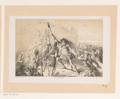 Claudius Civilis bestormt de Romeinse legerplaats Vetera 作： Christiaan Lodewijk van Kesteren