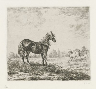 三頭の馬のいる風景 作： Christiaan Wilhelmus Moorrees