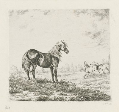 三頭の馬のいる風景 作： Christiaan Wilhelmus Moorrees