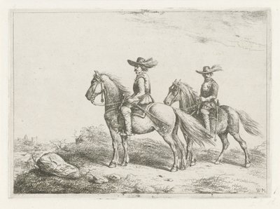 偵察中の 2 人の騎手 作： Christiaan Wilhelmus Moorrees