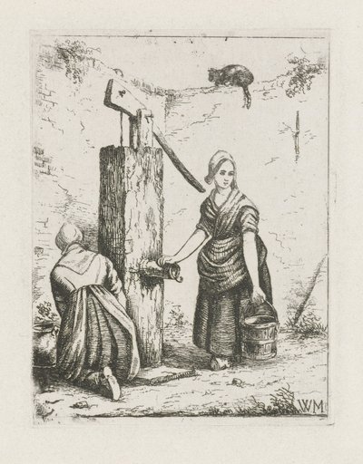ウォーターポンプで 2 人の女性 作： Christiaan Wilhelmus Moorrees