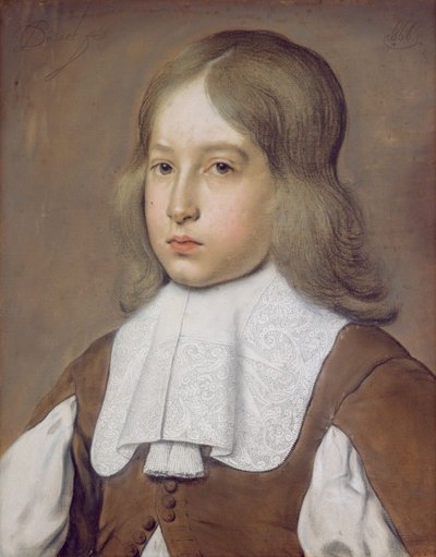 レースの襟をつけた若い男の肖像 1656年頃 パステル、紙 作： Christiaen Jansz. Dusart