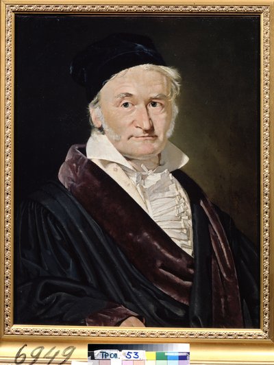 ""Portrait du scientifique allemand Karl (Carl) Friedrich Gauss (1777-1855)"" (数学者、天文学者、物理学者 Carl Friedrich Gauss (1777-1855) の肖像画) Peinture de Christian Albrecht Jensen (1792-1870) 1840 Dim. 66x52 cm ミュゼ ポーチキン、M 作： Christian Albrecht Jensen