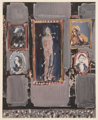 Pyhä Sebastian harmaalla pohjalla, n. 1935-1945 (guassi paperille) 作： Christian Bérard
