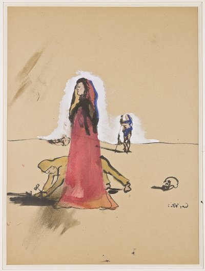キャラクターのいるシーン、1934年頃（紙にガッシュとインク） 作： Christian Bérard