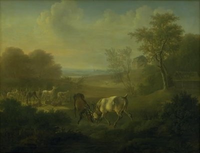Dyrehaven の鹿、エルミタージュを背景に 作： Christian David Gebauer