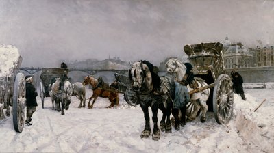 セーヌ川で雪を運転 作： Christian Eriksen Skredsvig