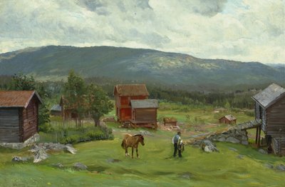 牧草地の男、ハイアーセン、1893年6月（キャンバスに油彩） 作： Christian Eriksen Skredsvig