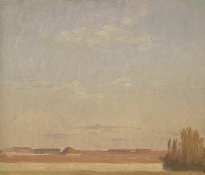 ドレスデン郊外の屋上（キャンバスに油彩、紙に油彩） 作： Christian Friedrich Gille