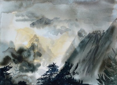 黒い山、2015年（紙に水彩画） 作： Christian Furr