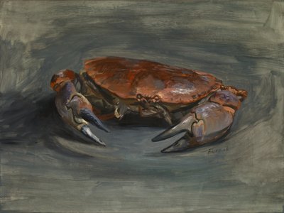 蟹 2018年（ジェッソ加工されたウッドパネルに油彩） 作： Christian Furr