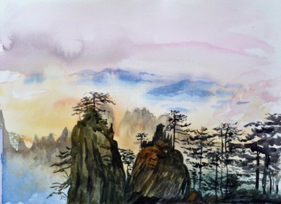 漂う雲、2015年（紙に水彩） 作： Christian Furr