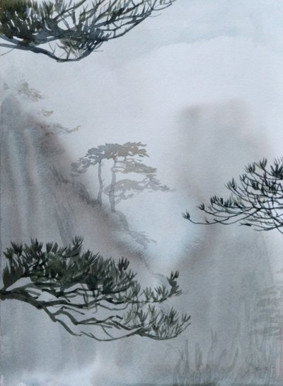 山の最後、2015年（紙に水彩） 作： Christian Furr