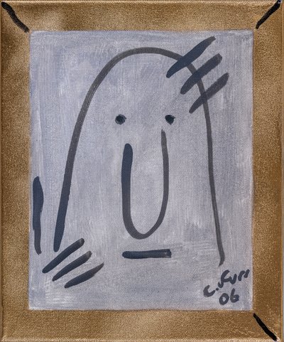 自分の存在を思い出す II 2006 （キャンバスに油彩、金スプレー） 作： Christian Furr