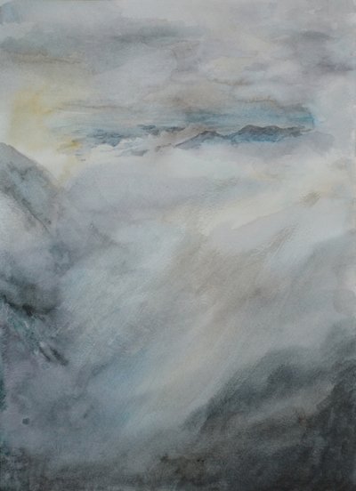 スライディングクラウド、2015年（紙に水彩画） 作： Christian Furr