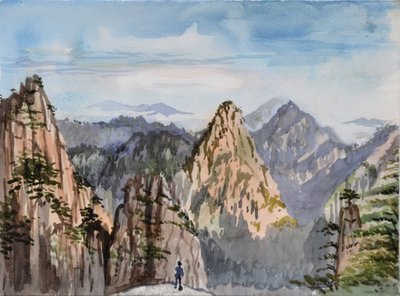 大峰、2015年（紙に水彩画） 作： Christian Furr