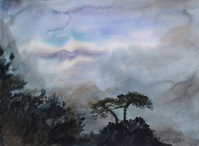 Wistful Mountain, 2015（紙に水彩画） 作： Christian Furr
