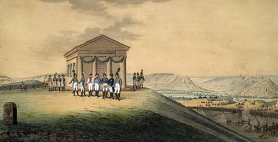 ナポレオンとアレクサンドル 1 世のイエナの戦場への訪問 (バタイユ ディエナ) 作： Christian Gottfried Geissler