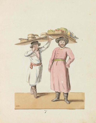 果物売りとチーズとニシンを売る農民 The St. Petersburg..., 1799. 作： Christian Gottfried Heinrich Geissler