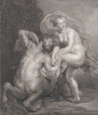 ネッススから毒のチュニックを受け取ったデイアネイラと、負傷したケンタウロスが..., 1778. 作： Christian Gottfried Schulze