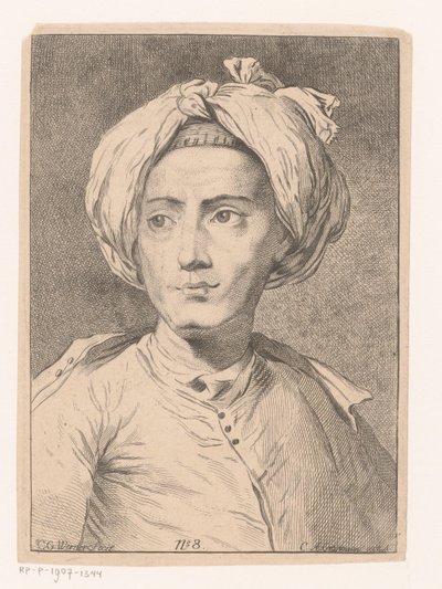 クリスチャン・ゴットリーブ・ヴェルナーの自画像と思われる男性の肖像 作： Christian Gottlieb Werner (prentmaker)