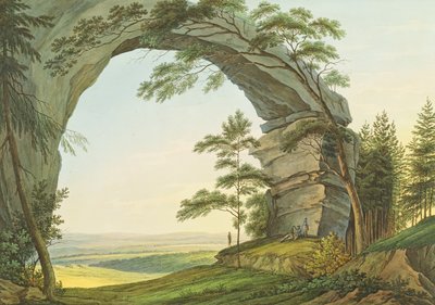ボヘミアの国境にあるザクセンスイスのPrebischtorのビュー（WCで彫刻） 作： Christian Gottlob Hammer