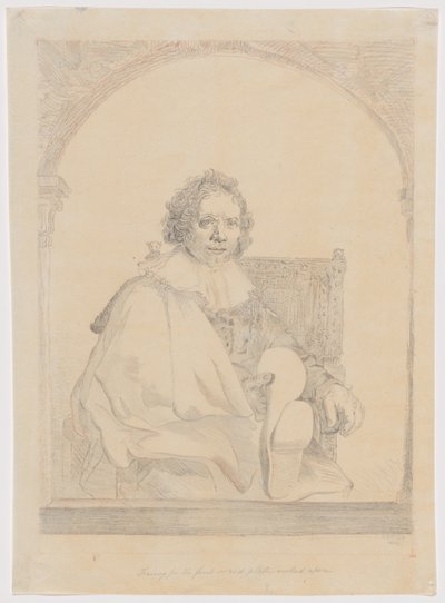 肘掛け椅子に座る男の肖像画のための習作（オランダとオランダの著名な美術家による模写デッサン・コレクションより 作： Christian Josi