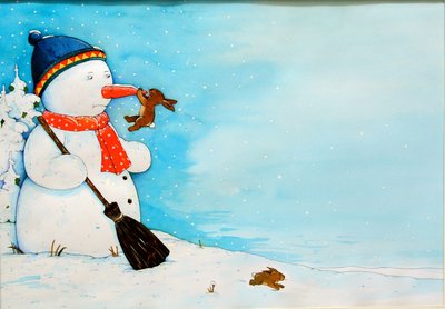 小さなウサギと雪だるま、2012 作： Christian Kaempf
