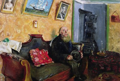 お悔やみの訪問（キャンバスに油彩） 作： Christian Krohg