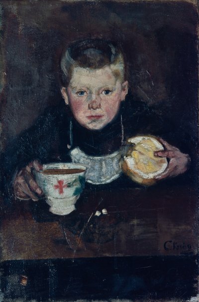 コーヒーを飲む用事少年 作： Christian Krohg