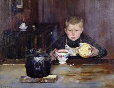 コーヒーを飲む用事少年 作： Christian Krohg