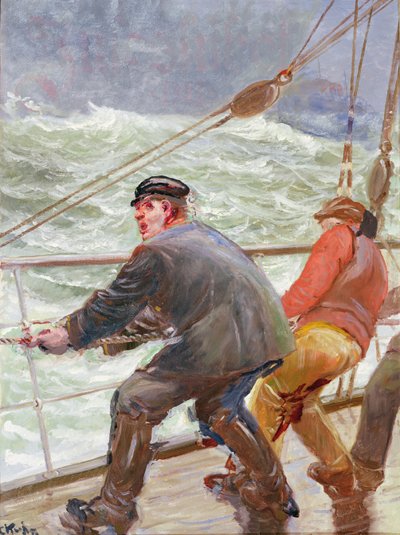 風上に運ぶ（キャンバスに油彩） 作： Christian Krohg