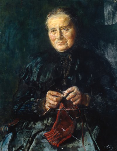 編む妻（絵画） 作： Christian Krohg