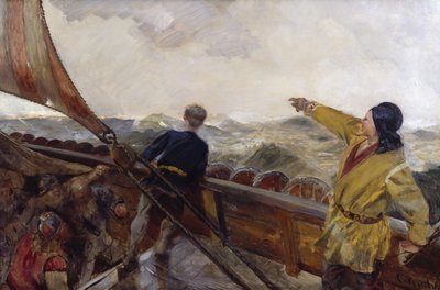 レイフ・エリクソンがアメリカを発見 作： Christian Krohg