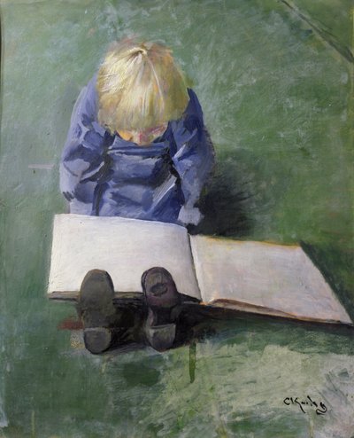 リトル・エベ読書 作： Christian Krohg