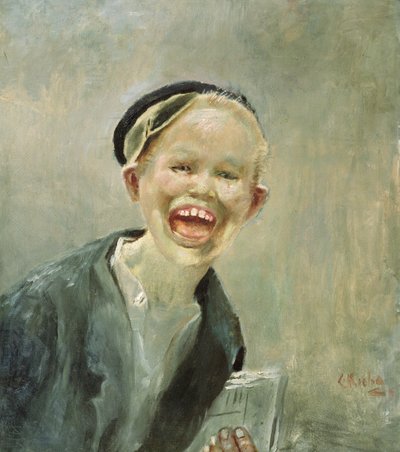 新聞少年（キャンバスに油彩） 作： Christian Krohg