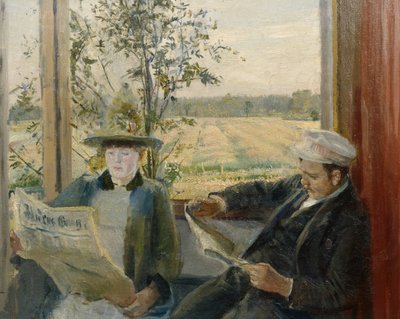 ヴェルデンス・ギャングの新聞を読む織田 作： Christian Krohg