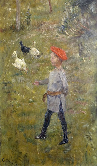 鶏と一緒に、Hvitsten 作： Christian Krohg